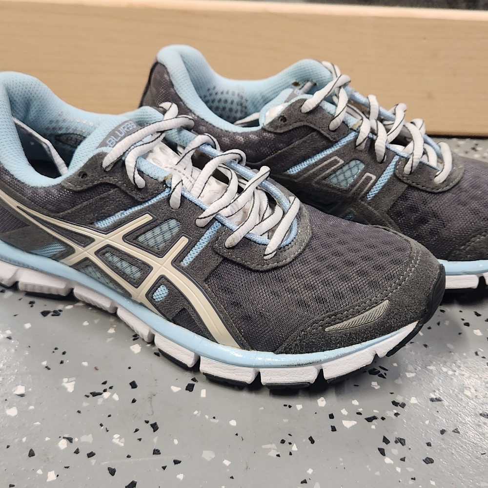 Asics Gray Athletic Shoes with Gel Cushioning and Mesh Support